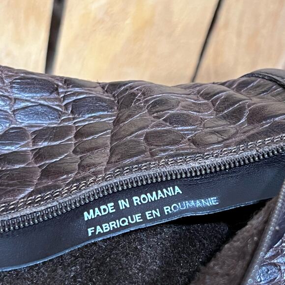 Clarks Hopedale Wish Brown Croc Embossed Leather Tall Riding Boots Womens Size 8 - Picture 16 of 16